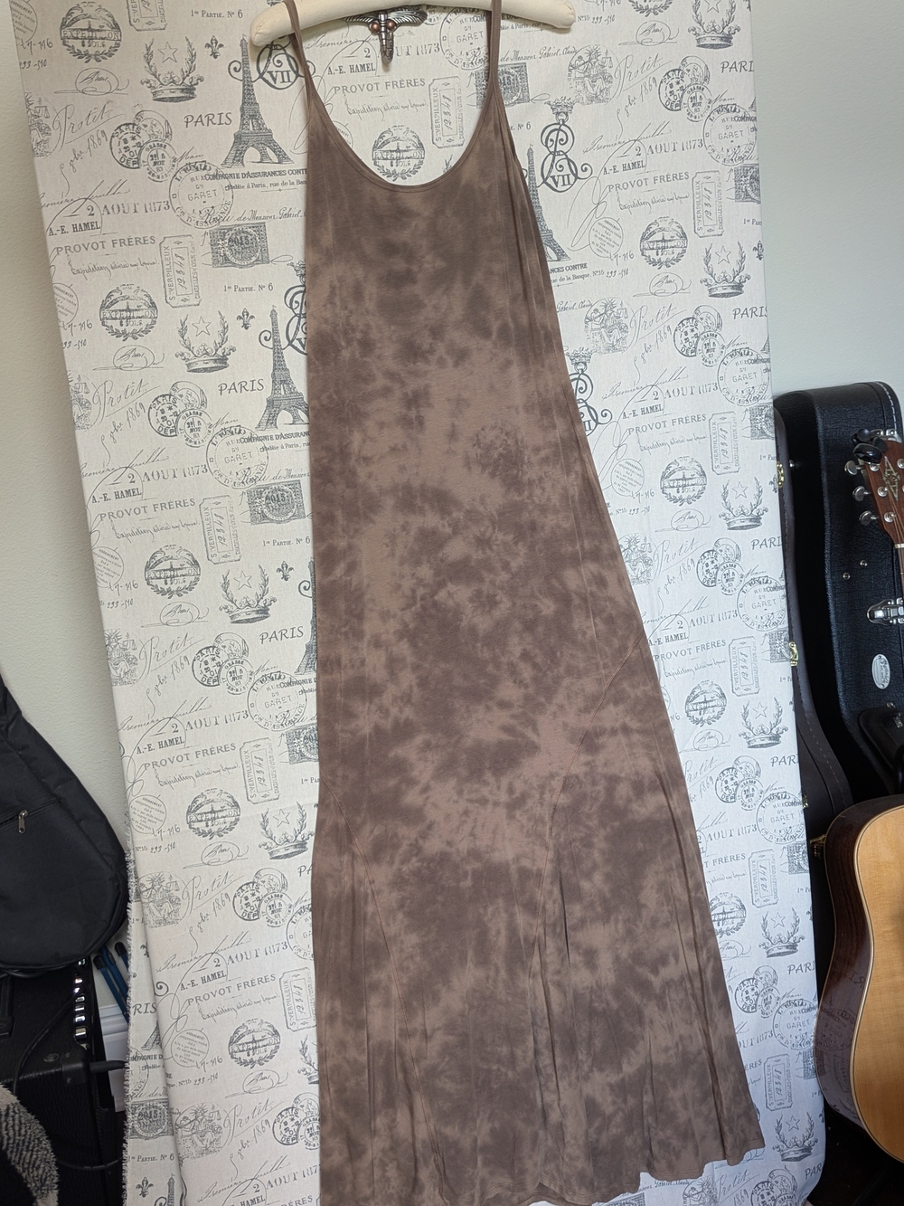 Taupe Tie-Dye Maxi Slip Dress - Women's